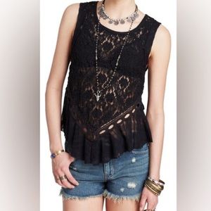 Free People floral lace open back tank
